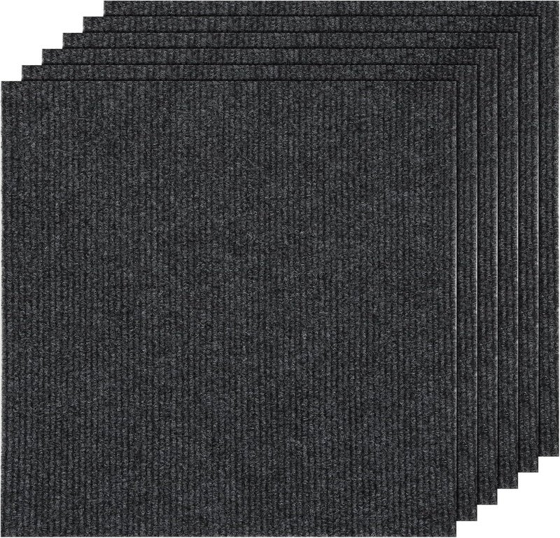 AKOLAFE 30PCS Peel and Stick Carpet Tiles 12”x12” Self Adhesive Carpet Squares for Basement Carpet for Concrete Floor Non Skid Black Carpet Tiles Clearance on Indoor Outdoor Carpets Squares Commercial - Image 1